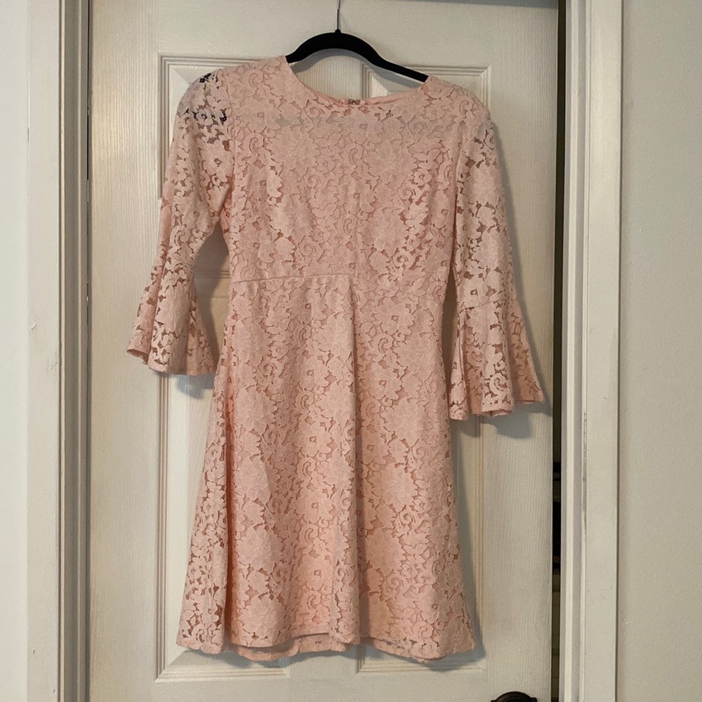 Blush/light pink dress with 3/4 length sleeves